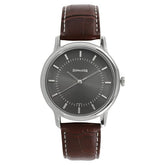 Sonata Men's Watch Analog Grey Dial With Brown Leather Strap, 7128SL02